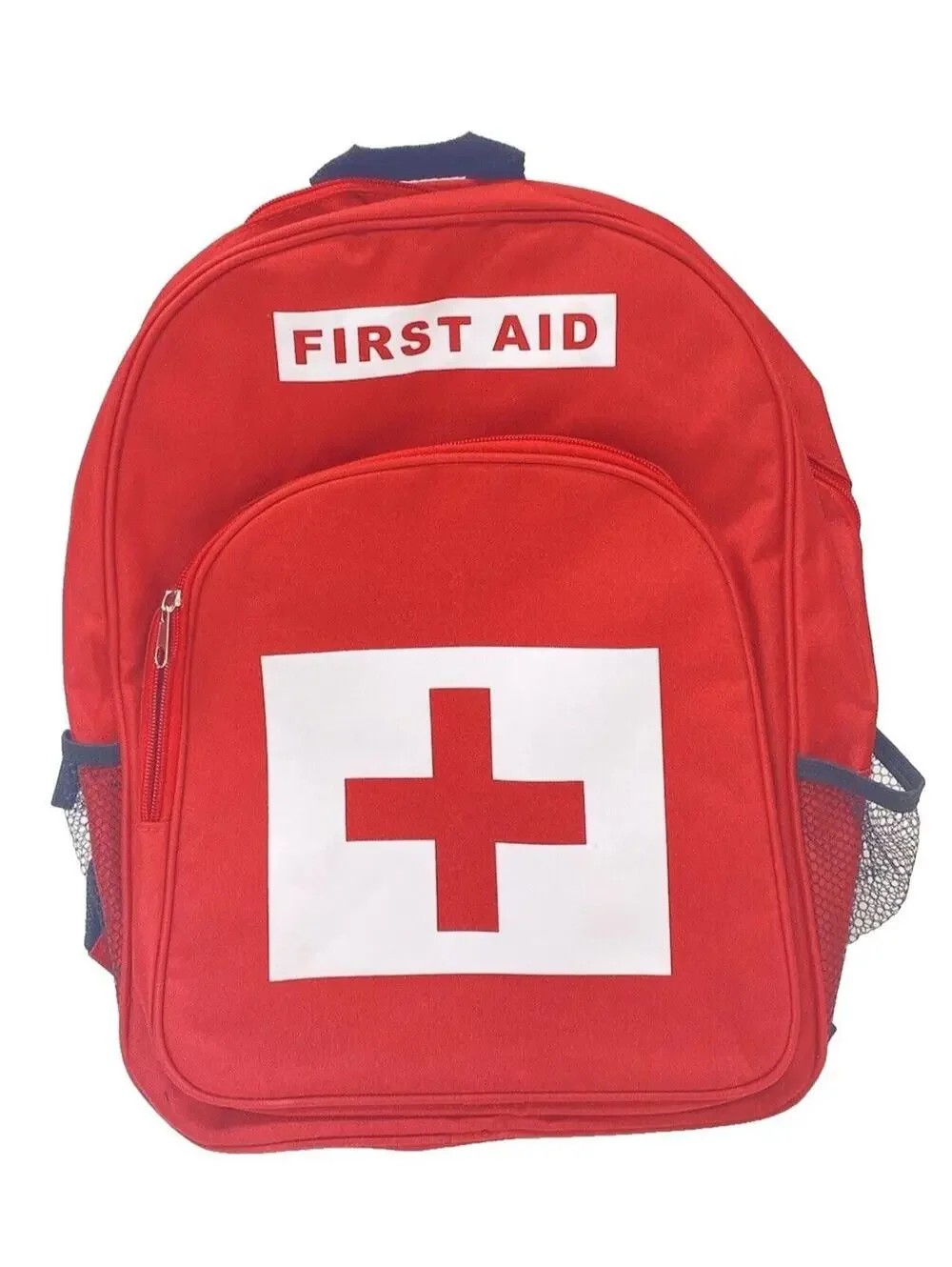 Red Medical First Responder First Aid Backpack Emergency Prep 2-Pocket Kit